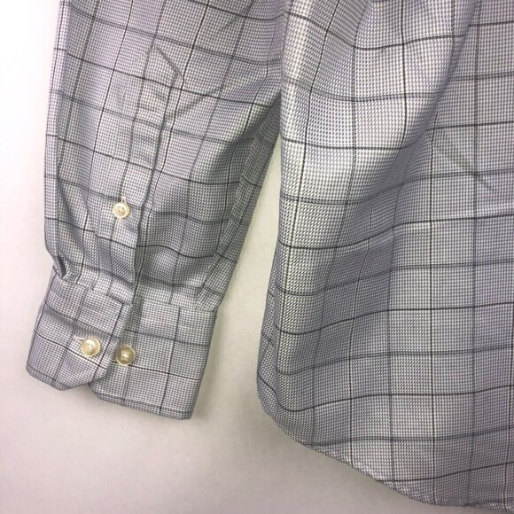 Egara Windowpane Print Long Sleeve Men's Dress Shirt Size 15-15 1/2 - Picture 7 of 11